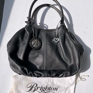 Brighton London Groove Tatum HoBo Black Pebbled Leather Shoulder Bag